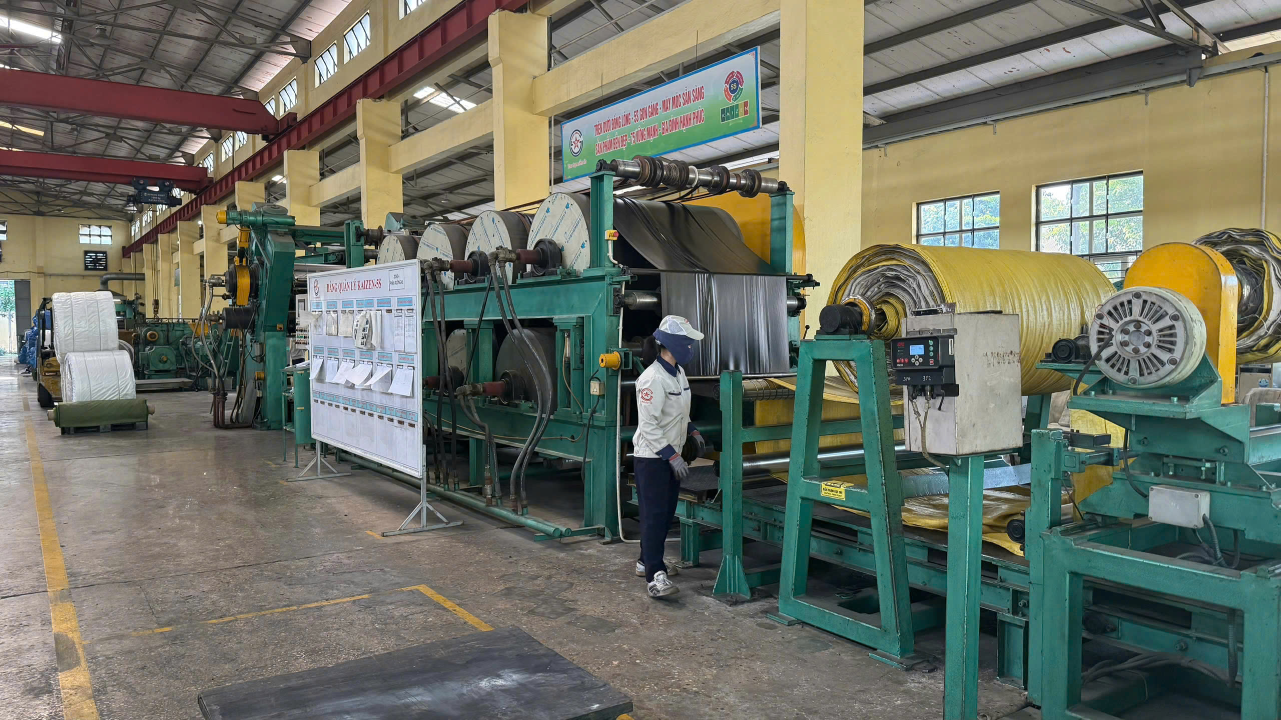 DÂY CHUYỀN CÁN TRÁNG BĂNG TẢI CAO SU 1 LỚP